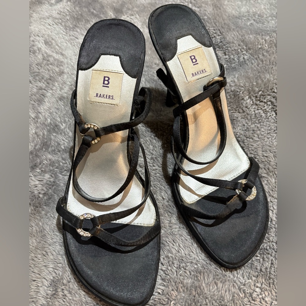 Bakers Elegant Black Strappy Heels